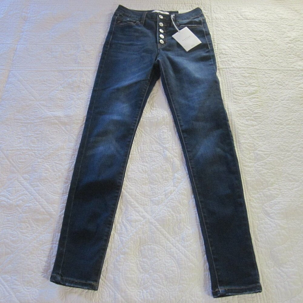Kancan Jeans 25 High Rise Super Skinny Button Fly Blue